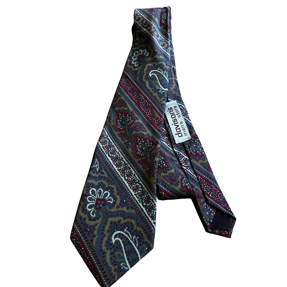 Davisons Walter Kelly Necktie Men Multicolor Vintage Paisley Stripe So Cool! EUC